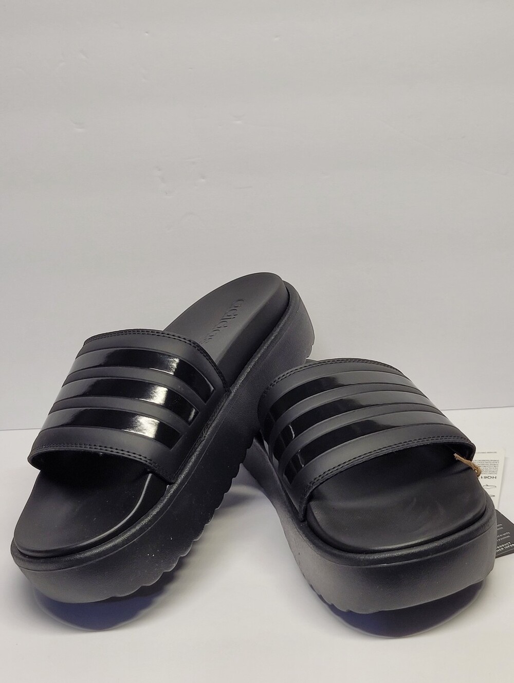 Womens Adidas Adilette Platform Black Slide Sandals